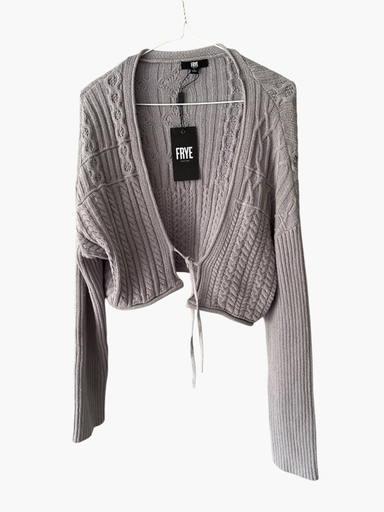 Frye Sweaters - Women’s FRYE Cropped Cardigan Gray Open Weave L/S Size Large NWT